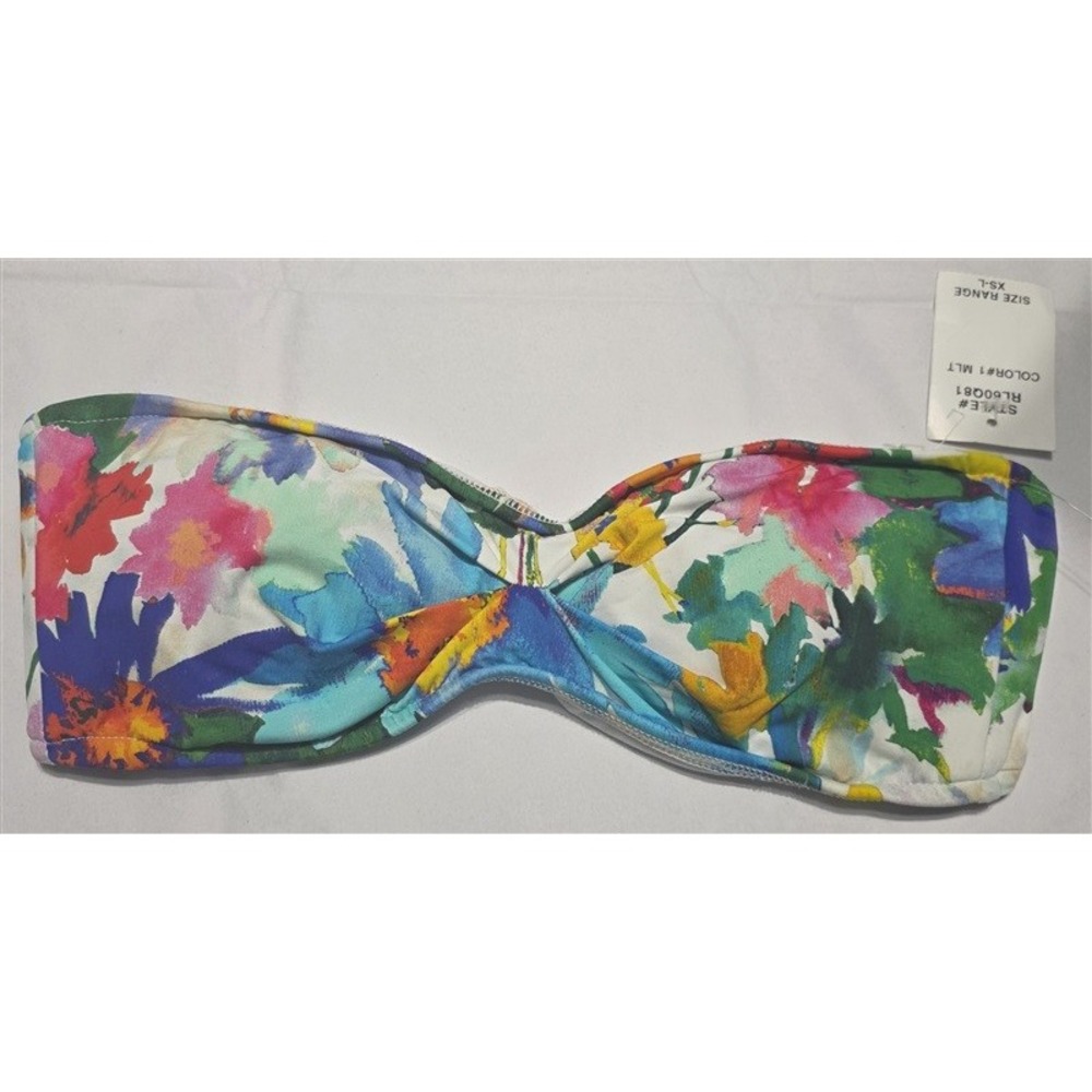 NWOT Polo Ralph SM Lauren Watercolor Floral Halter Bikini Swim Top 132224